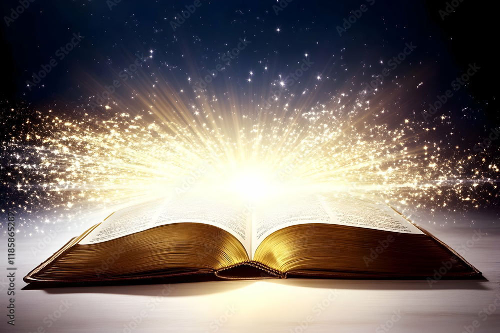 Open Book Emits Magical Light and Knowledge Beautifully Open Book Emits Magical Light and Knowledge Beautifully
