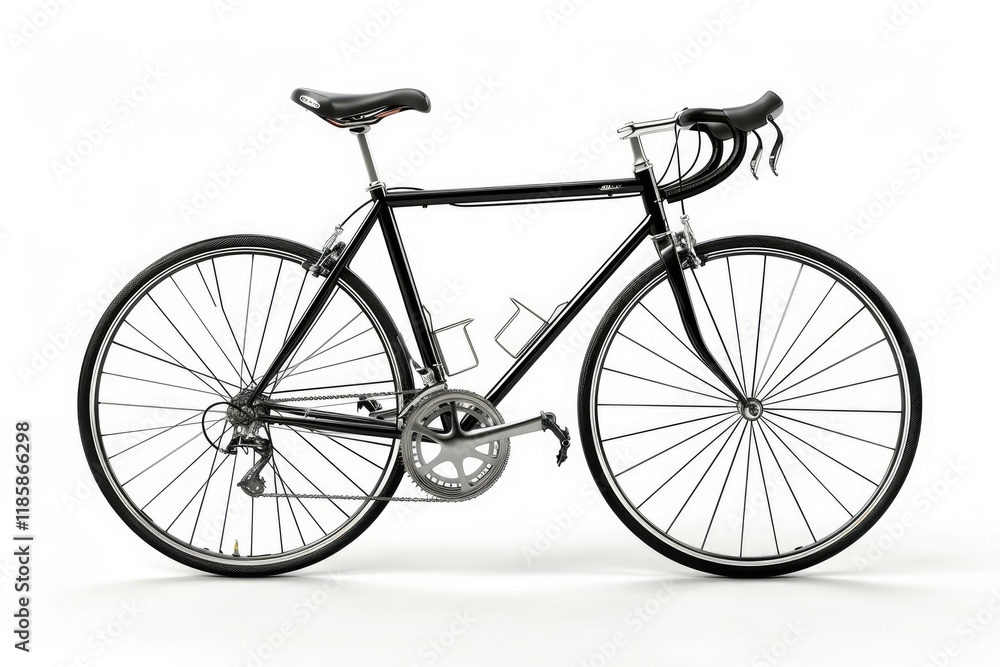 Black Racing Sport Bicycle Isolated on White Background for Athletic Concept Black Racing Sport Bicycle Isolated on White Background for Athletic Concept