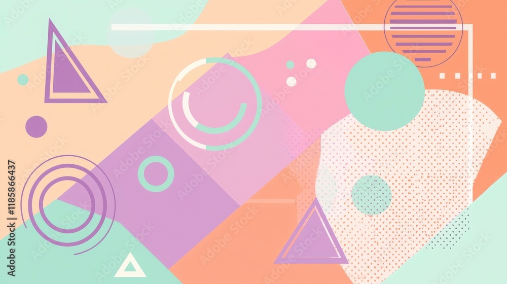 Abstract Geometric Shapes with Soft Colors and Textured Background Abstract Geometric Shapes with Soft Colors and Textured Background