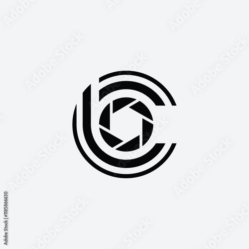 Minimalist Initials LC with Camera Lens for Photography Logo Design Vector Illustration