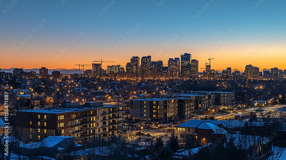 Obraz premium Calgary Skyline at Dusk: A Breathtaking Winter Panorama