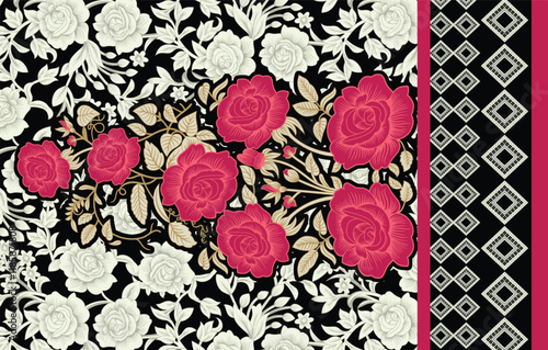 Traditional Mughal Border motifs updated for digital printing, contemporary wallpapers, and textile aesthetics.