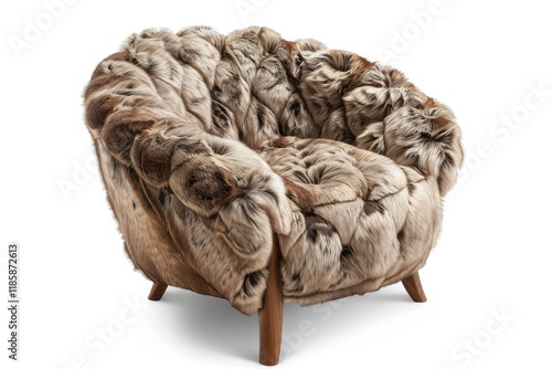 Flawless Image of FurCovered Accent Chair with Maple Wood photo