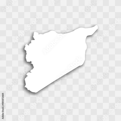 Syria high detailed vector representation of country silhouette. White color on transparent background with dropped shadow. For educational, decorative, or informational use.