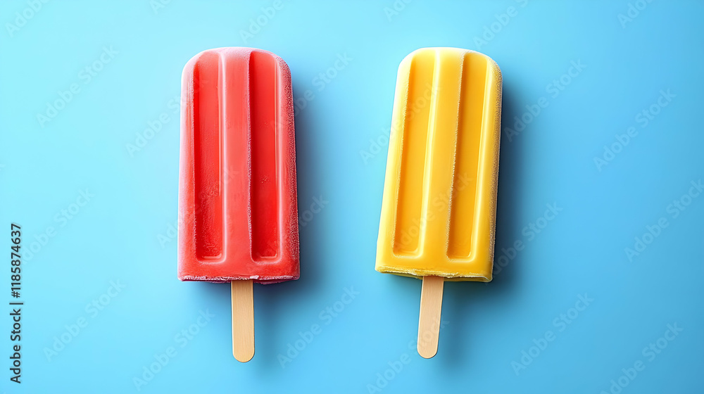 Two Ice Pops Refreshing Summer Treats on Blue Two Ice Pops Refreshing Summer Treats on Blue