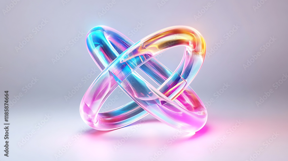 vibrant 3D torus icon with glowing edges and bold symmetrical design vibrant 3D torus icon with glowing edges and bold symmetrical design