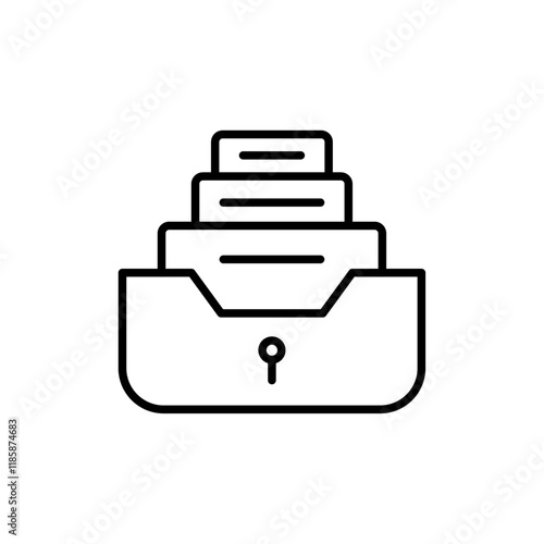 Archival box with documents icon simple vector symbol