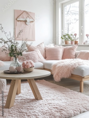 Pastel Pink Living Room Dec...