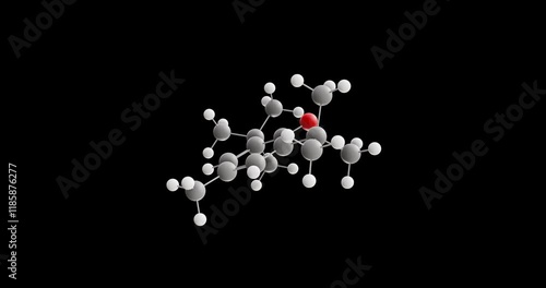 Butylated hydroxytoluene molecule, rotating 3D model of antioxidant, looped video on a black background photo