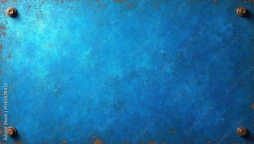 Obraz premium Smooth blue metal plate with subtle shine and reflective properties, glossy, blue metal