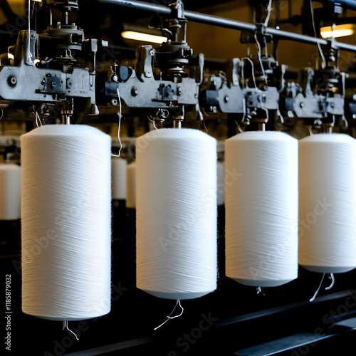 Thread Production Machines Winding Yarn in a Textile Factory Efficiently