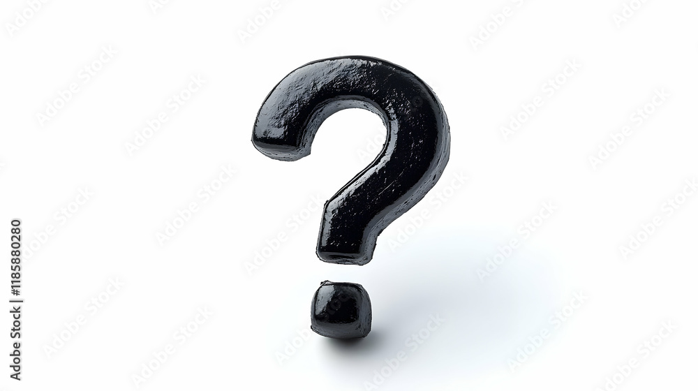 Naklejka premium Black Question Mark Symbolizes Mystery and Uncertainty