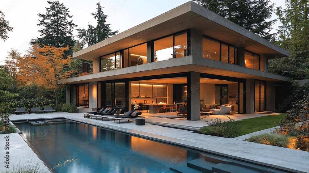 Modernist Home with Outdoor Pool and Timber Accents Modernist Home with Outdoor Pool and Timber Accents