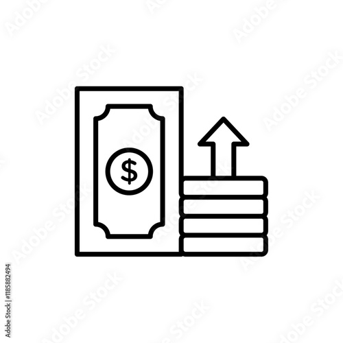 Money growing icon simple vector symbol