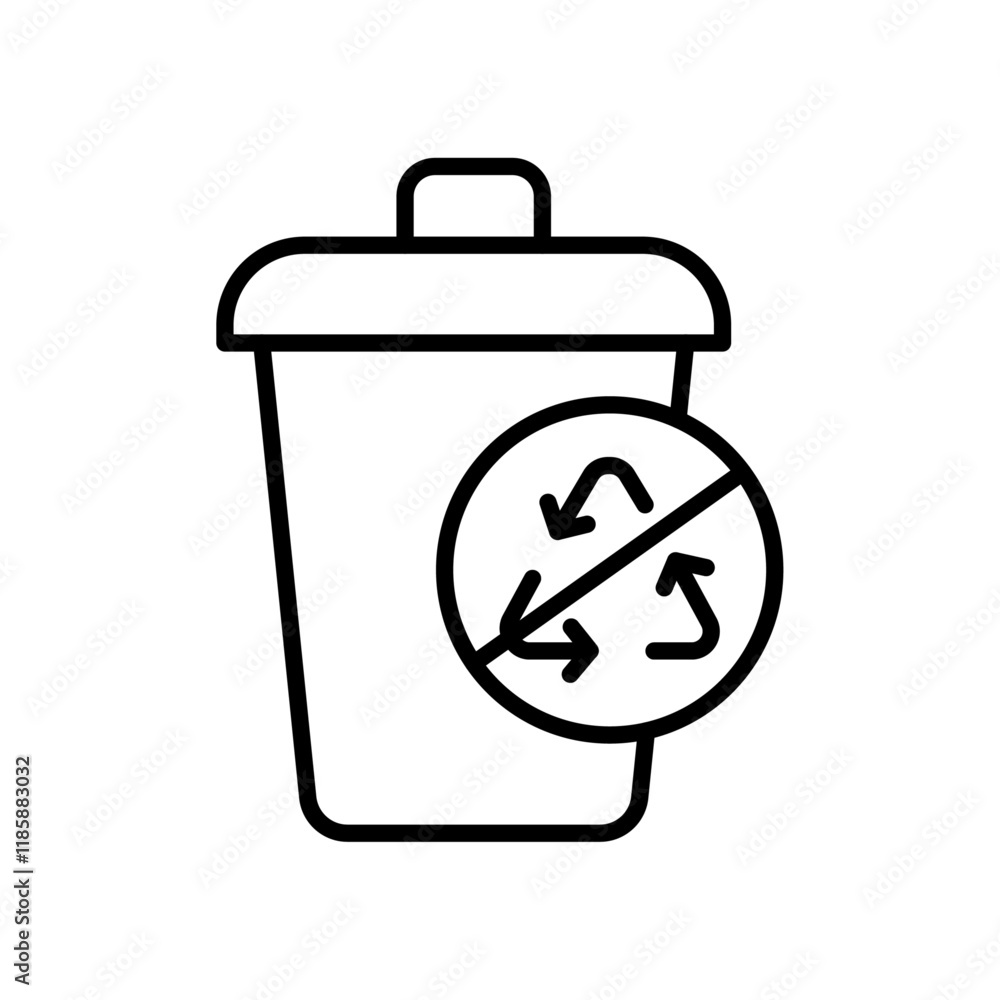 Non Recyclable icon simple vector symbol Non Recyclable icon simple vector symbol