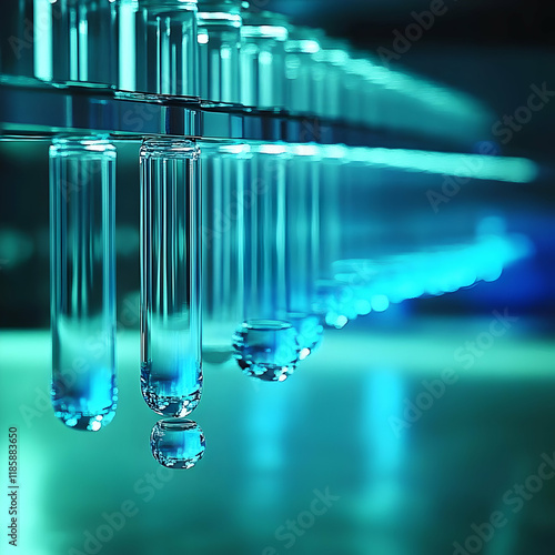 Laboratory Experiment Shows Chemical Reaction in Test Tubes photo