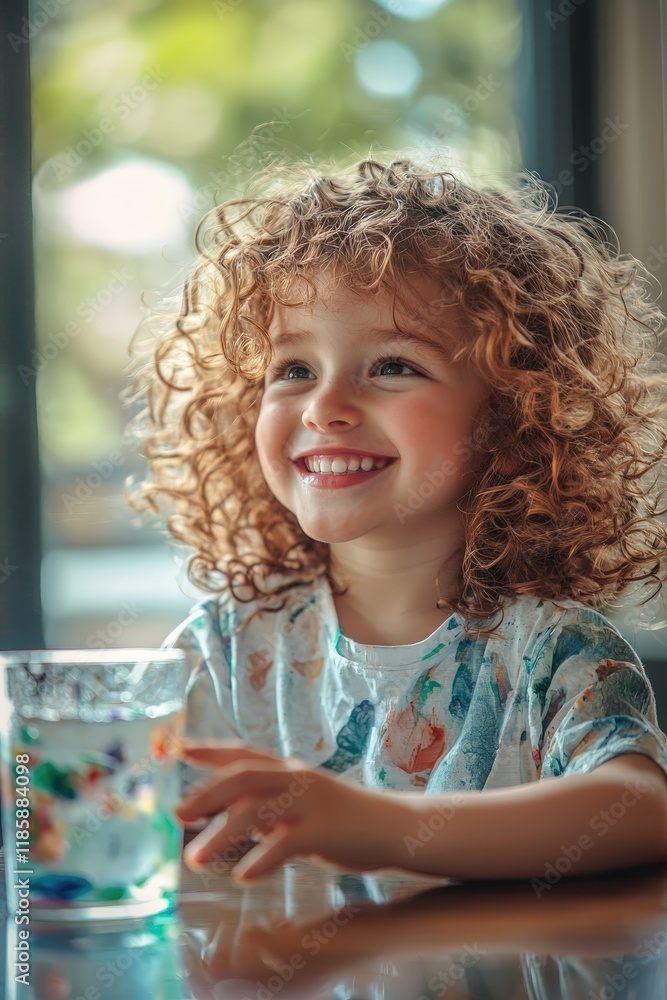 child draws with paints on paper. Selective focus child draws with paints on paper. Selective focus