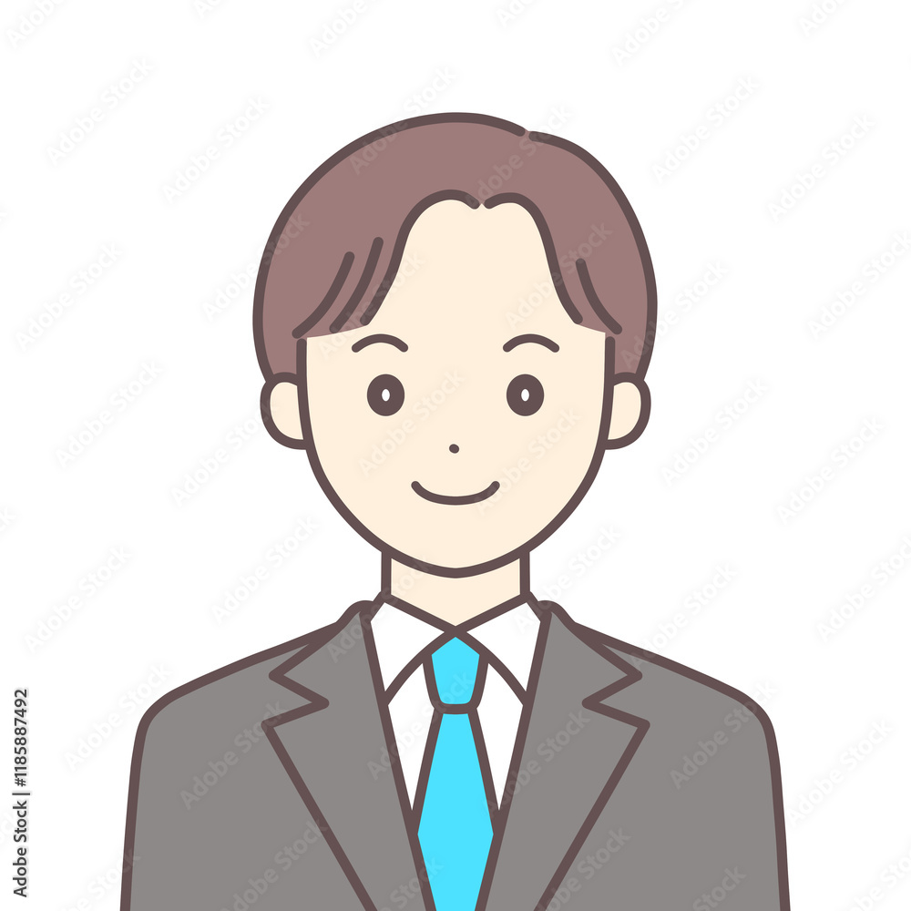 正面を向いた笑顔のスーツの男性(肌の色あり) 正面を向いた笑顔のスーツの男性(肌の色あり)