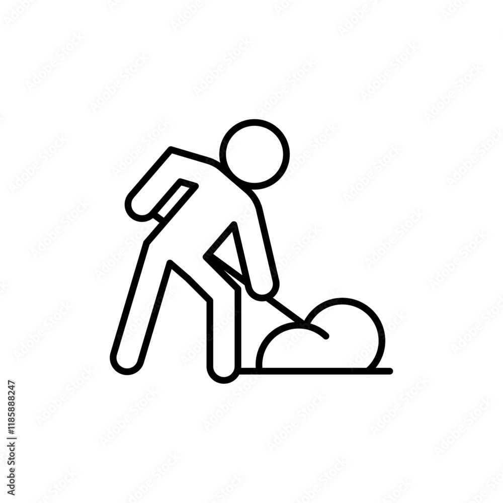 Worker digging icon simple vector symbol Worker digging icon simple vector symbol