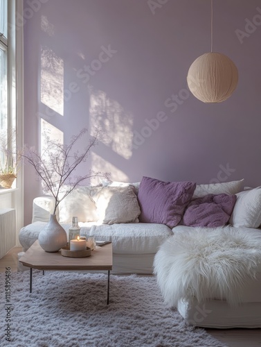 Serene Living Room with Lav...