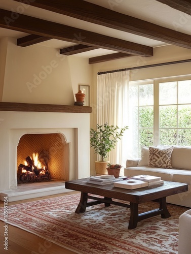 Cozy Living Room With Firep...