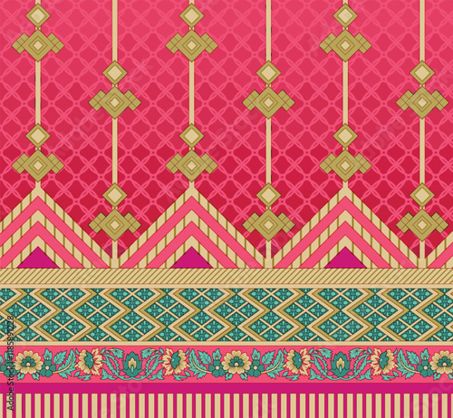 Traditional Mughal Border motifs updated for digital printing, contemporary wallpapers, and textile aesthetics.