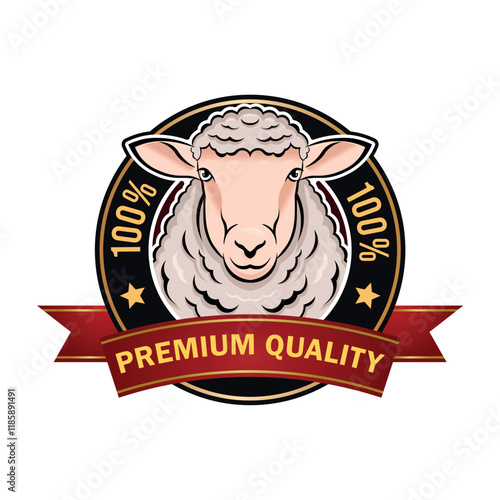 Premium Quality Lamb Meat Badge Design – 100% Fresh Organic Seal Logo