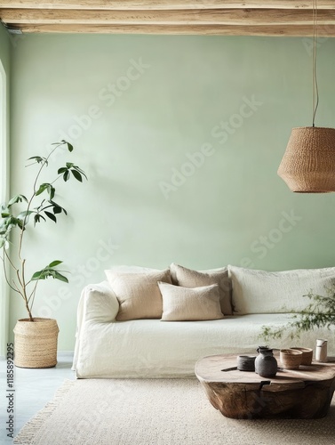 Minimalist living room with...
