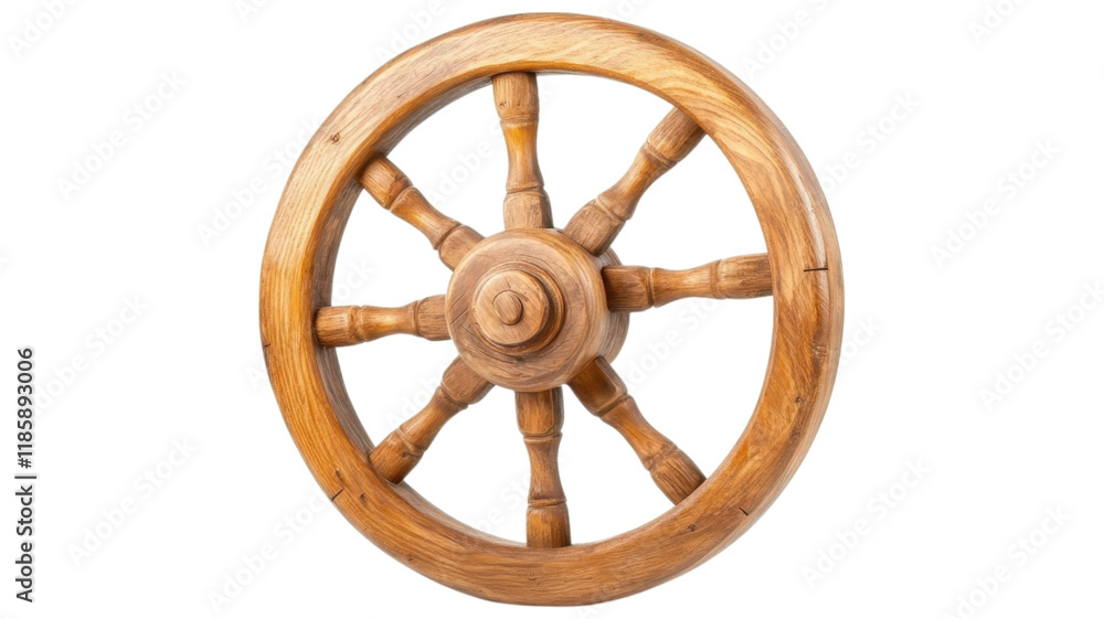 Wooden wheel with spokes on a black background. Wooden wheel with spokes on a black background.