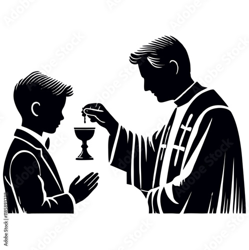 First holy confirmation boy silhouette