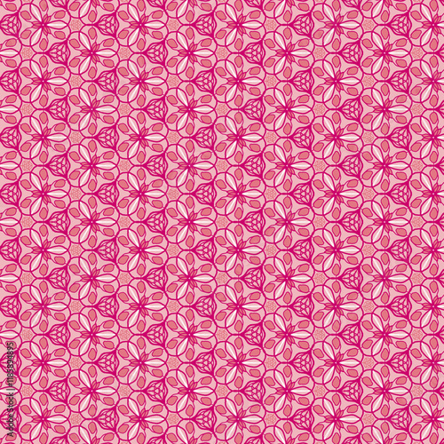 Fotografi Pattern geometrico continuo con linee curve rosa su sfondo bianco, motivo orname