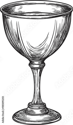 Vintage goblet illustration with intricate design and ornate details.