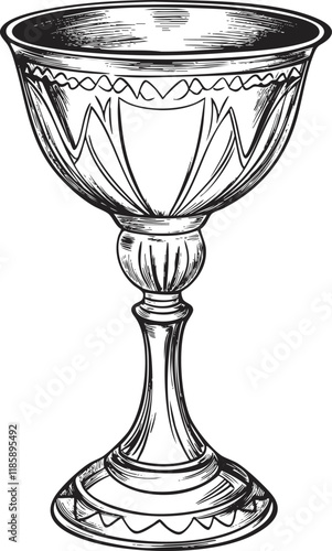 Vintage illustration of an ornate chalice with detailed engravings.