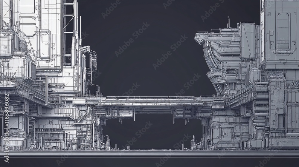 Fototapeta premium Futuristic Cityscape: A Wireframe Metropolis