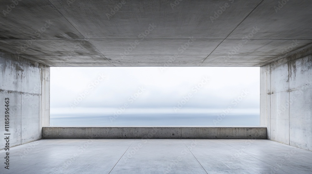 Fototapeta premium Minimalist Concrete Architecture with Ocean View