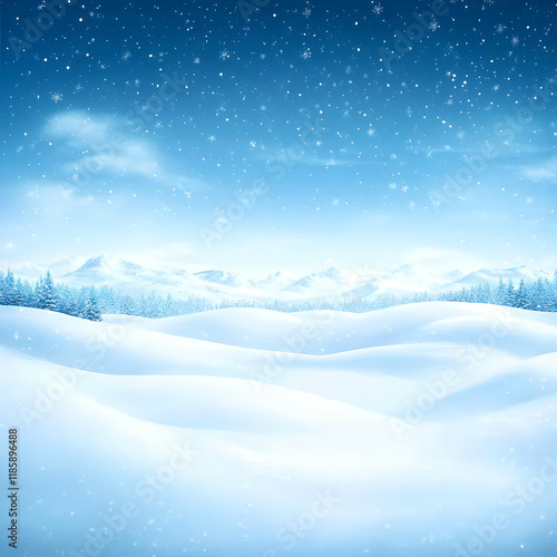 Wallpaper Mural Snow Falls Gently on a Winter Wonderland of Snow-Covered Hills and Trees Torontodigital.ca