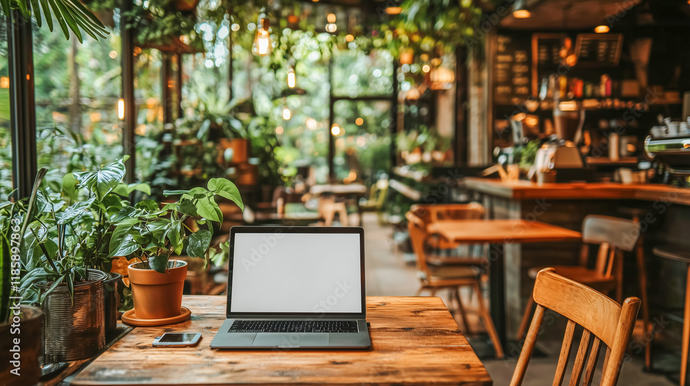 Fototapeta premium Aesthetic café workspace