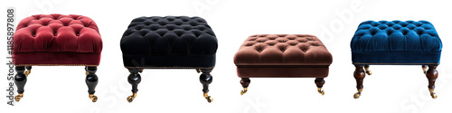 A collection of exquisite and timeless tufted velvet furniture pieces including sofas ottomans and stools perfect for creating a sophisticated and luxurious interior design aesthetic  These premium photo