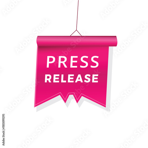 Press release banner label design announcement vector illustration.