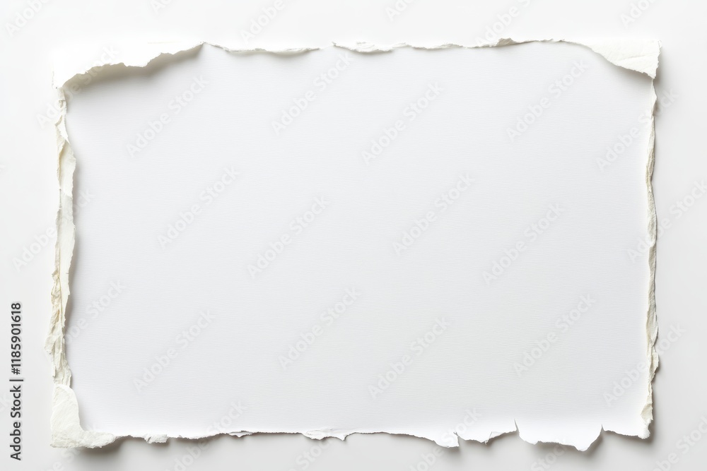 Obraz premium Torn paper frame, white background, studio shot, design element (11)