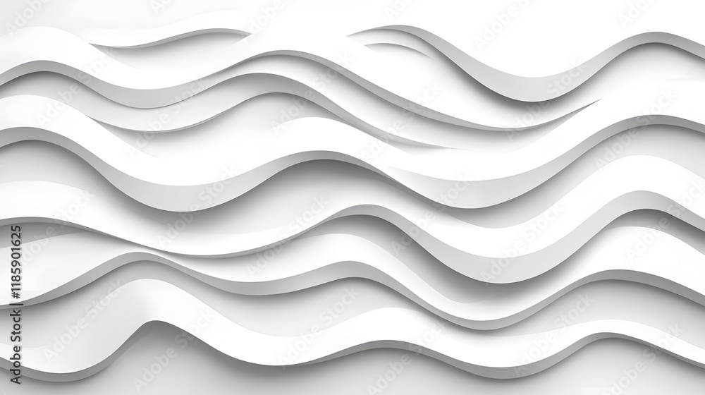 Obraz premium Abstract White Wave Background D Wavy Pattern Texture