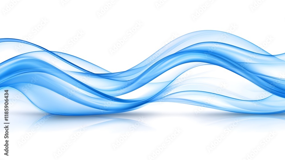 Naklejka premium Abstract Blue Waves Flowing Design Smooth Curves Background