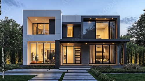 Sophisticated and Stylish Front View of a Modern Home Design
