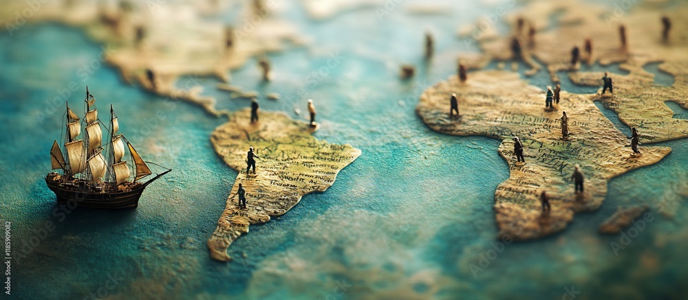 Obraz premium Global Exploration: A Journey Through Time and Continents