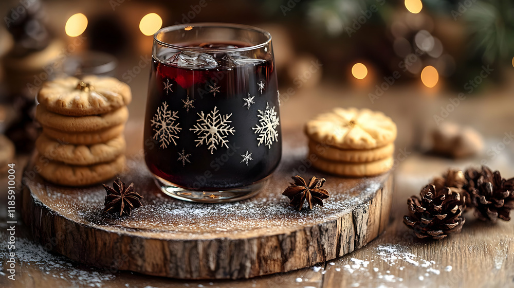 Winter Drink Warms Beautifully with Cookies Festively in Cozy Setting Winter Drink Warms Beautifully with Cookies Festively in Cozy Setting