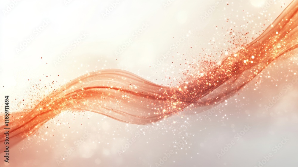 Abstract Flowing Waves with Sparkling Dust Particles in Warm Tones Abstract Flowing Waves with Sparkling Dust Particles in Warm Tones