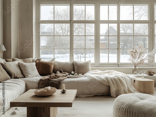 Cozy Living Room Winter Sce...