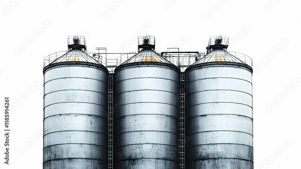Industrial Silos Store Grain, Agriculture, Farming, Metal Structures Efficiently and Safely Industrial Silos Store Grain, Agriculture, Farming, Metal Structures Efficiently and Safely