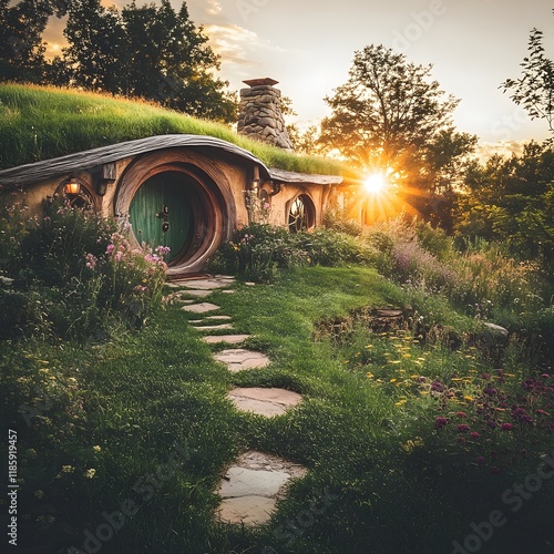 Hobbit-Style Home Nestled in Nature's Embrace photo