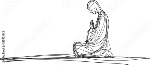 Minimalist line drawing of a person meditating in a seated pose.